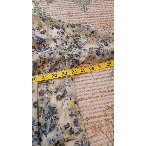 Maurices Floral Semi Sheer Duster Kimono Size L Ruffle Hem Boho - Picture 9 of 9